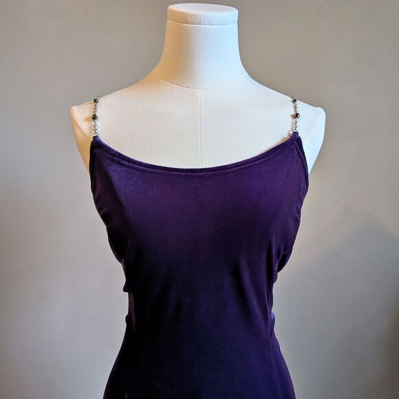 Vintage 90s Scott McClintock Purple Velvet Gown Maxi Dress Whimsygoth Size 5/6 - Picture 5 of 12